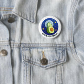 Hass-tronaut Avocado Space Pun Button Pin (In situ)