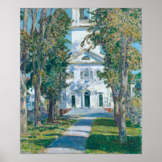 Hassam - Kerk in Gloucester 1918 Poster (Voorkant)