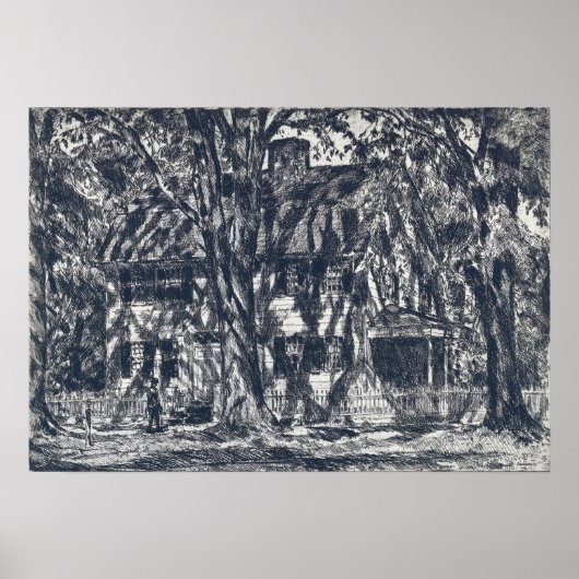 Hassam - Lion Gardiner House Easthampton Poster (Voorkant)