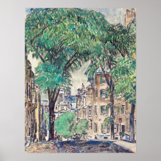 Hassam - Mount Vernon St Boston 1919 Poster (Voorkant)