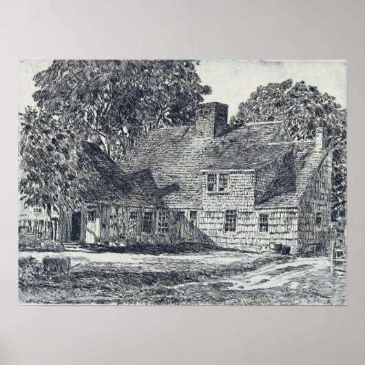 Hassam - Old Dominy House Easthampton Poster (Voorkant)