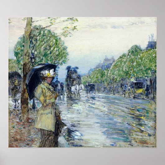 Hassam - Rainy Day. Avenue 1893 Poster (Voorkant)