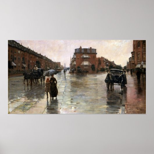 Hassam - Regenachtig Boston Poster (Voorkant)