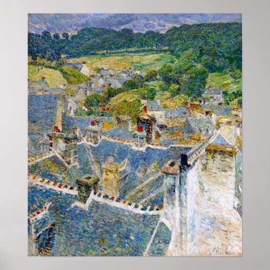 Hassam - Rooftops Pont Aven Brittany 1897 Poster (Voorkant)