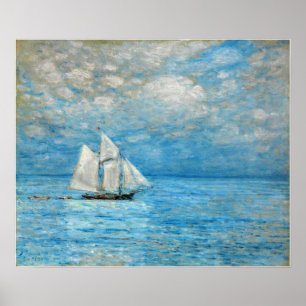 Hassam - Sailing on Calm Zeeen 1900 Poster