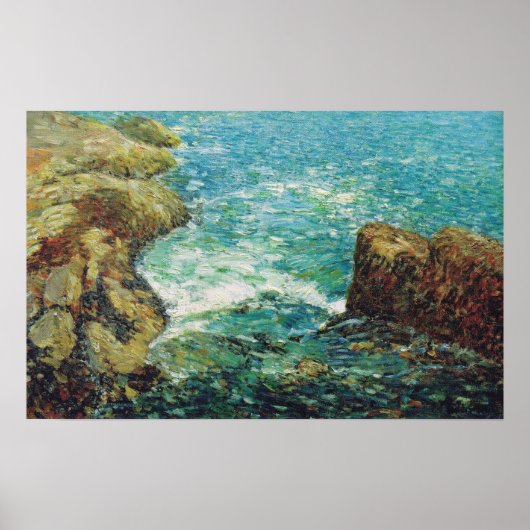 Hassam - Surf en Rocks 1906 Poster (Voorkant)