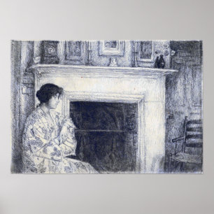 Hassam - The White Mantel (Holley House Cos Cob) Poster