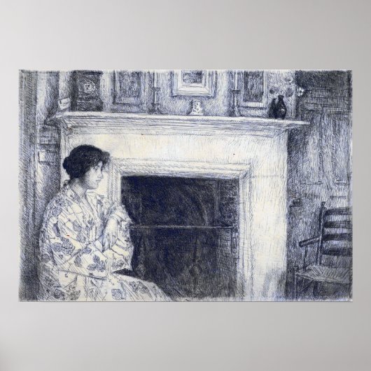 Hassam - The White Mantel (Holley House Cos Cob) Poster (Voorkant)