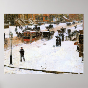 Hassam - Vijfde avenue in de winter Poster