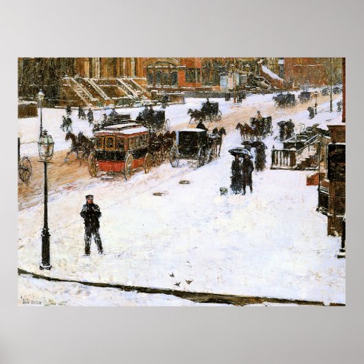 Hassam - Vijfde avenue in de winter Poster (Voorkant)