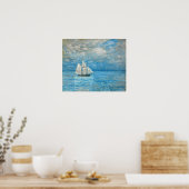 Hassam - Zeilen op rustige zeeën 1900 Poster (Keuken)