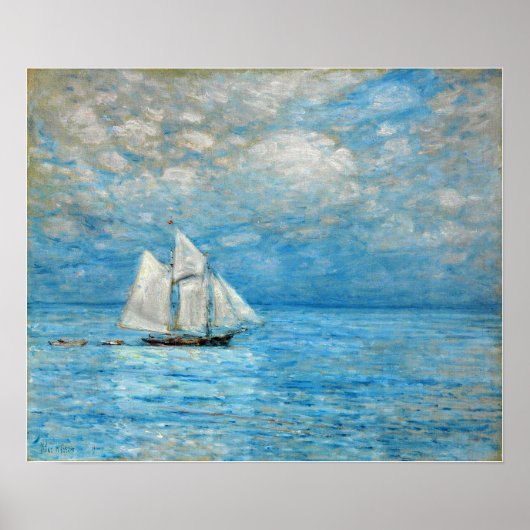Hassam - Zeilen op rustige zeeën 1900 Poster (Voorkant)