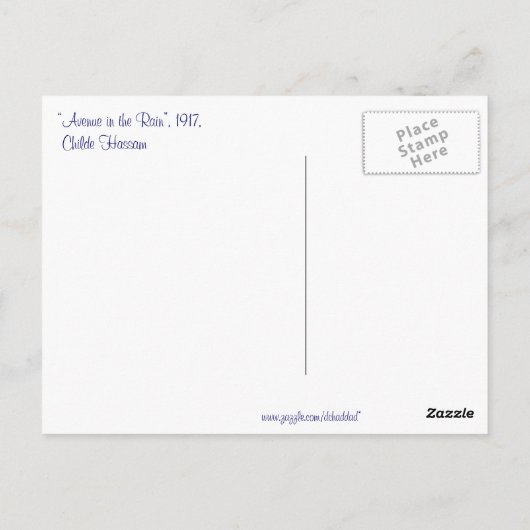 Hassam's Avenue in de Regering Briefkaart (Achterkant)