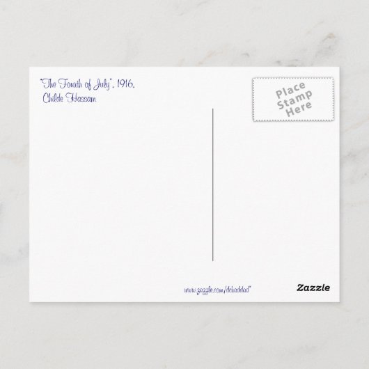 Hassam's vierde juli briefkaart (Achterkant)