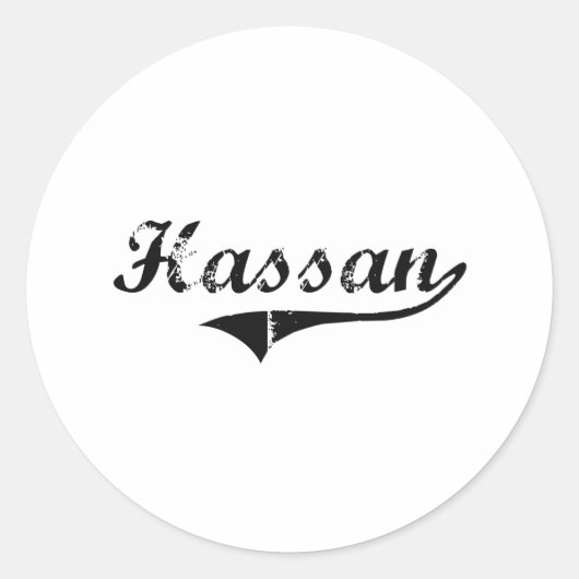 Hassan Classic Stijl Naam Ronde Sticker (Voorkant)