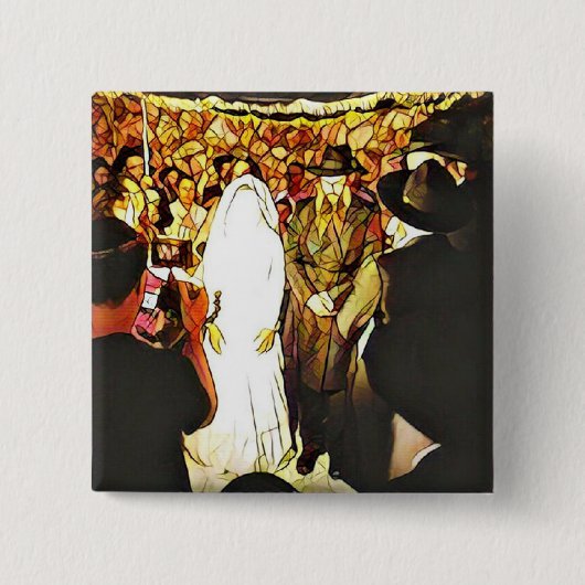 Hassidic Wedding Vierkante Button 5,1 Cm (Voorkant)