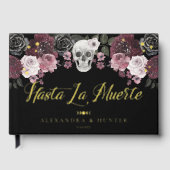 Hasta La Muerte Waterverf Schedel Gotische bruilof Gastenboek (Voorkant)