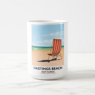 Hastings Beach, East Sussex vintage reisposter Koffiemok