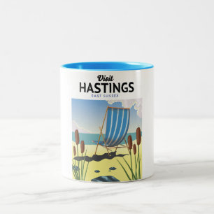 Hastings East Sussex strand reisposter Tweekleurige Koffiemok