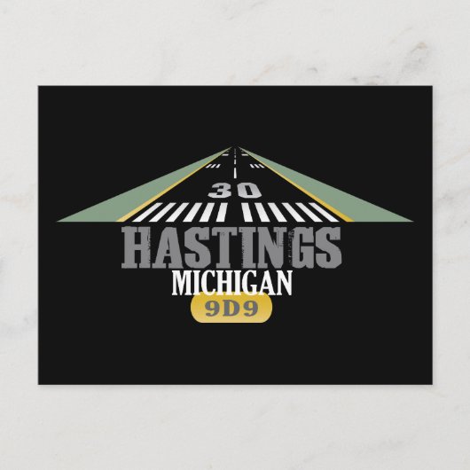Hastings MI - Vliegbaan Briefkaart (Voorkant)