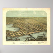Hastings Minnesota 1867 Antiek Panoramische Kaart Poster (Voorkant)