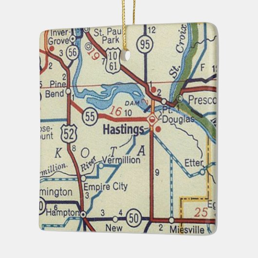 Hastings MN  kaart; Keramisch Ornament (Links)