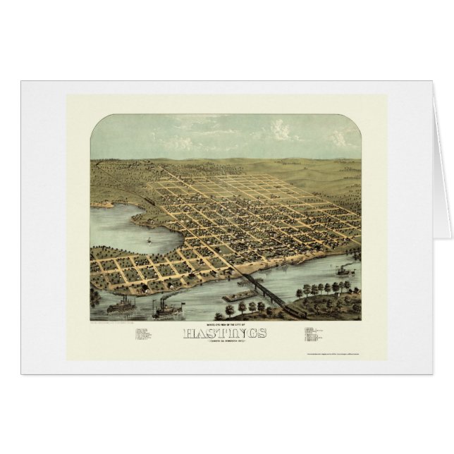 Hastings, MN Panoramische Kaart - 1867 (Voorkant Horizontaal)