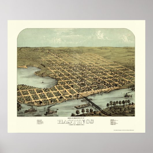 Hastings, MN Panoramische Kaart - 1867 Poster (Voorkant)