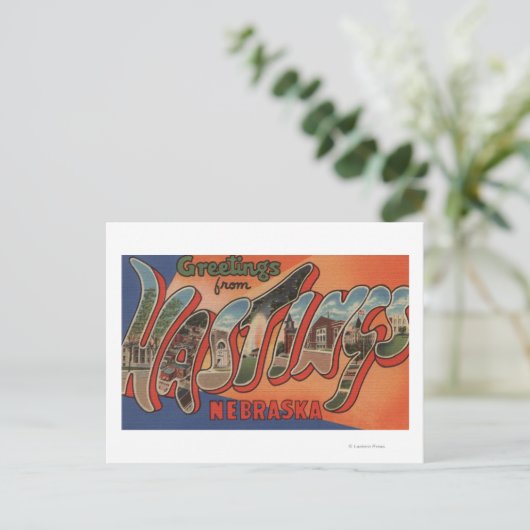 Hastings, Nebraska - grote letterscènes Briefkaart (Staand voorkant)