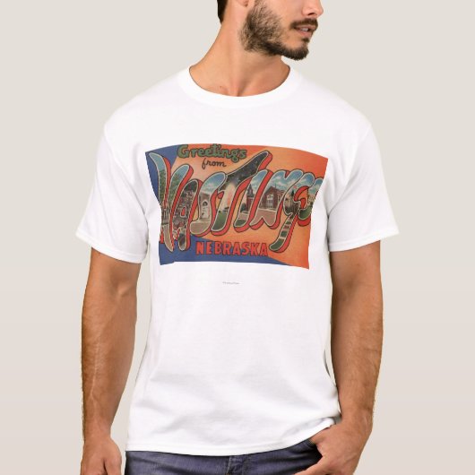 Hastings, Nebraska - grote letterscènes T-shirt (Voorkant)