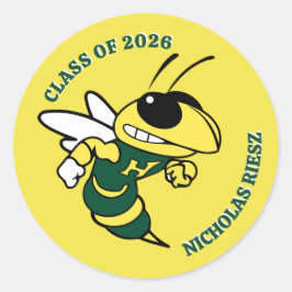 Hastings NY Buzz Aanpasbaar Afstudeercadeau Ronde Sticker