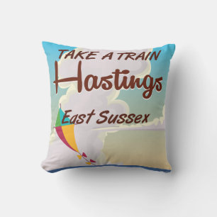Hastings vintage strand reisposter kussen