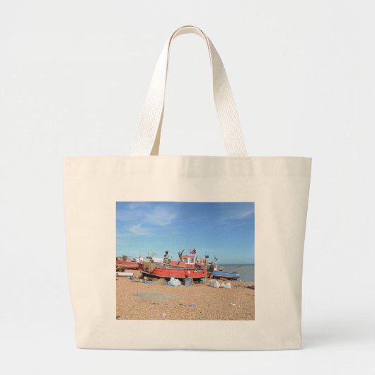 Hastings Vissende Boat Grote Tote Bag (Voorkant)