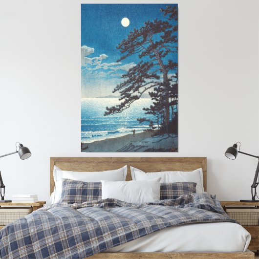 Hasui Kawase - Lente Maan op Ninomiya Beach Canvas Afdruk (Insitu (Slaapkamer))
