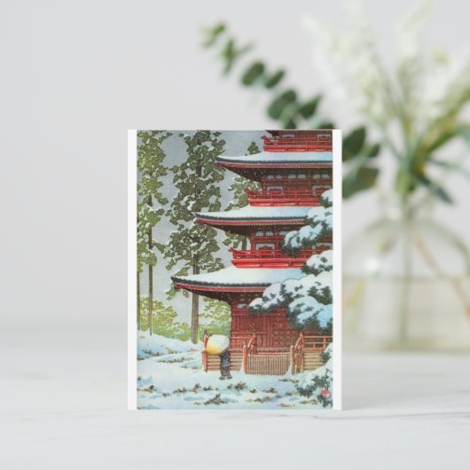 Hasui Kawase Winter Scene Briefkaart (Staand voorkant)