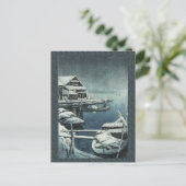 Hasui Kawase Winter Snow Lake Scene Briefkaart (Staand voorkant)