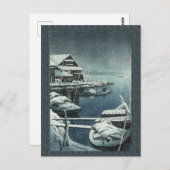 Hasui Kawase Winter Snow Lake Scene Briefkaart (Voorkant / Achterkant)