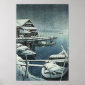 Hasui Kawase Winter Snow Lake Scene Print (Voorkant)