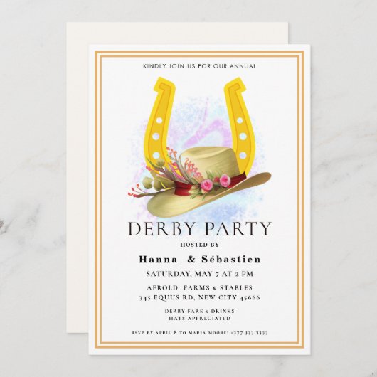  Hat  Derby Party Equestrian Kaart (Voorkant / Achterkant)
