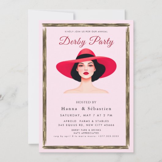  Hat Derby Party Invitation Kaart (Voorkant)