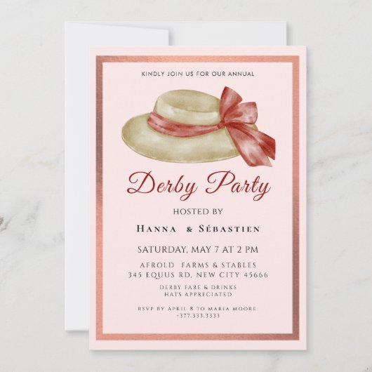 Hat Derby Party Invitation Kaart (Voorkant)