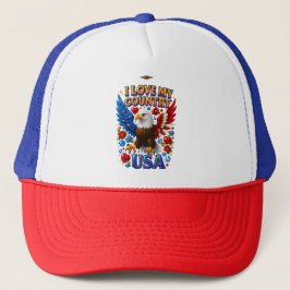 Hat Design: I Love My Country - USA Trucker Pet