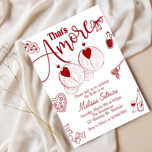 hat’s Amore Bridal Shower Invitation, Italian Them Kaart