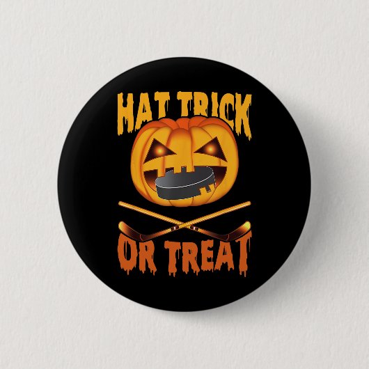 Hat Trick Of Behandel Hockey Halloween Ronde Button 5,7 Cm (Voorkant)