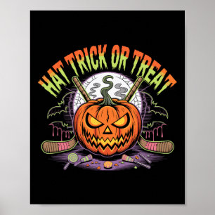 Hat Trick Of Behandeling IJshockey Halloween Plezi Poster