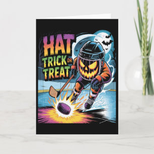 Hat Trick Of Treat Grappige IJshockey Halloween Po Kaart