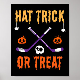 Hat Trick of Trick-or-Treat Grappige Hockey Hallow Poster