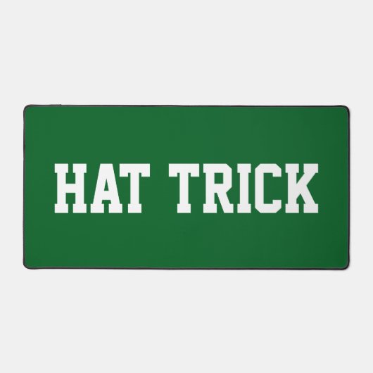 HAT TRICK Sporty White Hockey Text On Deep Green Bureaumat (Voorkant)