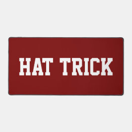 HAT TRICK Sporty White Hockey Text On Deep Red Bureaumat