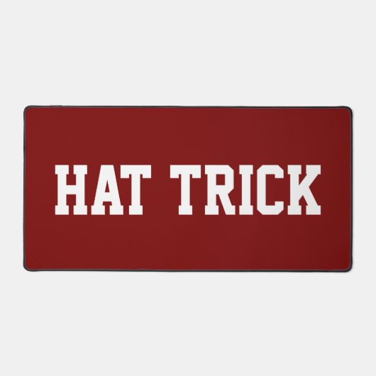 HAT TRICK Sporty White Hockey Text On Deep Red Bureaumat (Voorkant)